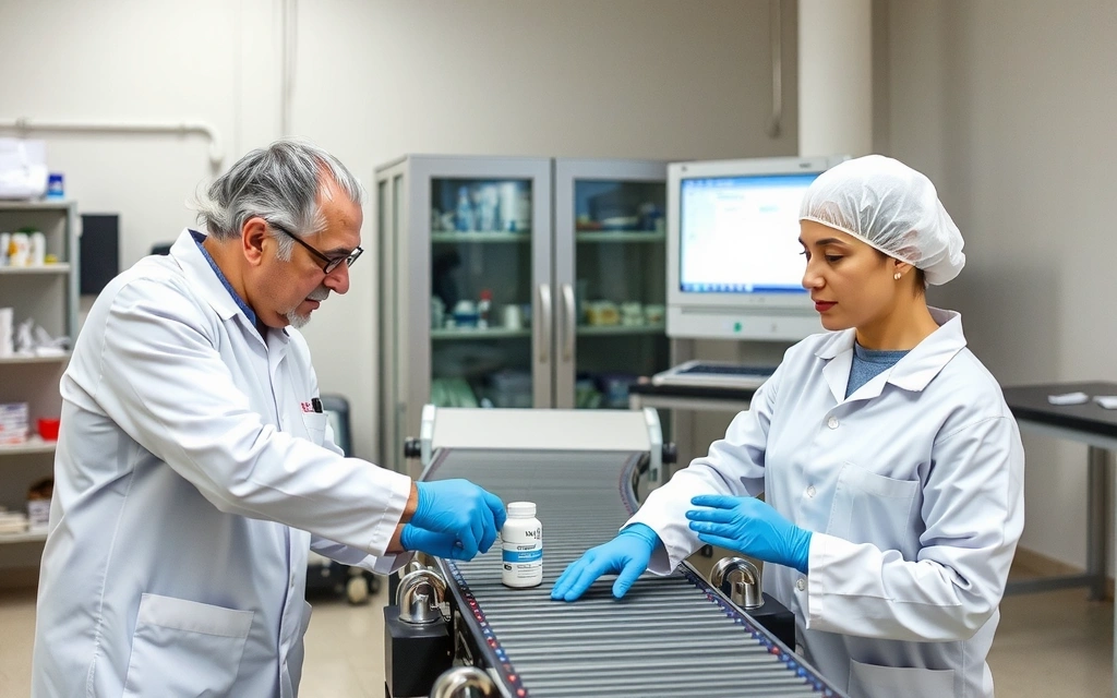 Scientists in a sterile cleanroom environment inspecting products, emphasizing Health & Glow Hungary's strict quality control.